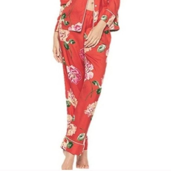 NEW VS Floral Satin Pajama Pocket Pant XLarge Long - Picture 1 of 4